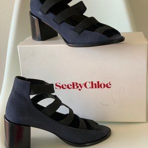 See by Chloe New Navy Nubuck w/Black Elastic Strap